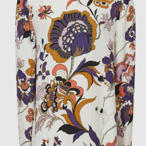 Reiss Multicolor Floral Pattern Annie Retro Print Blouse - Picture 4 of 7